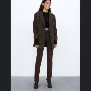 Zara straight split hem jeans - Chocolate